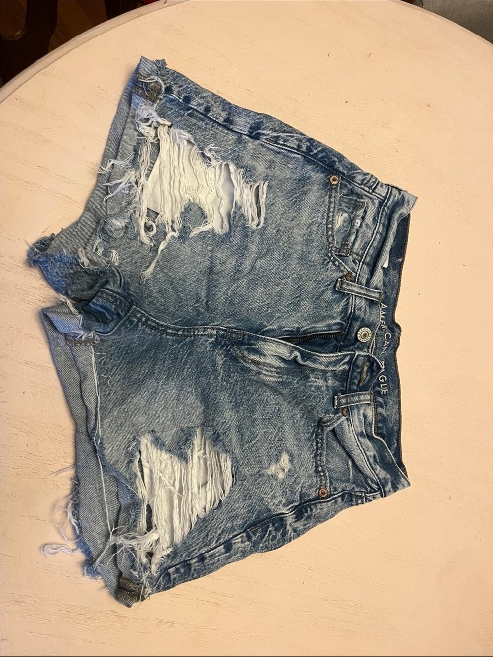 American Eagle Outfitters Light Blue Distressed Jean Shorts